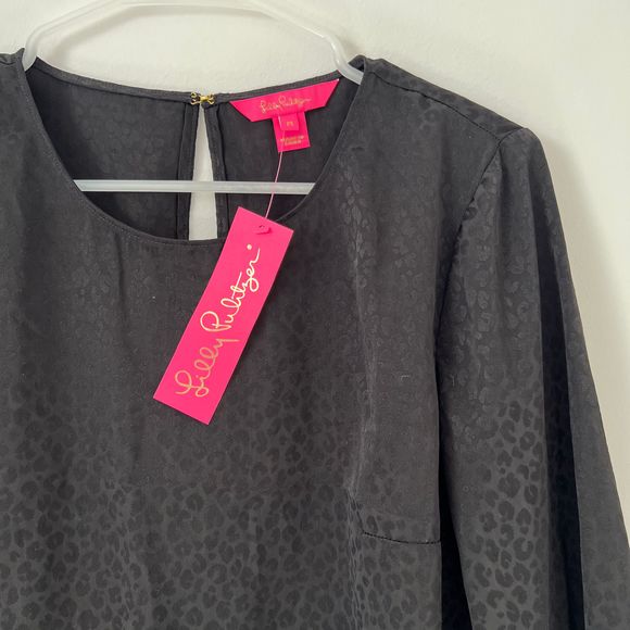 Lilly Pulitzer Black Ruffle Sleeve Blouse - Picture 2 of 7